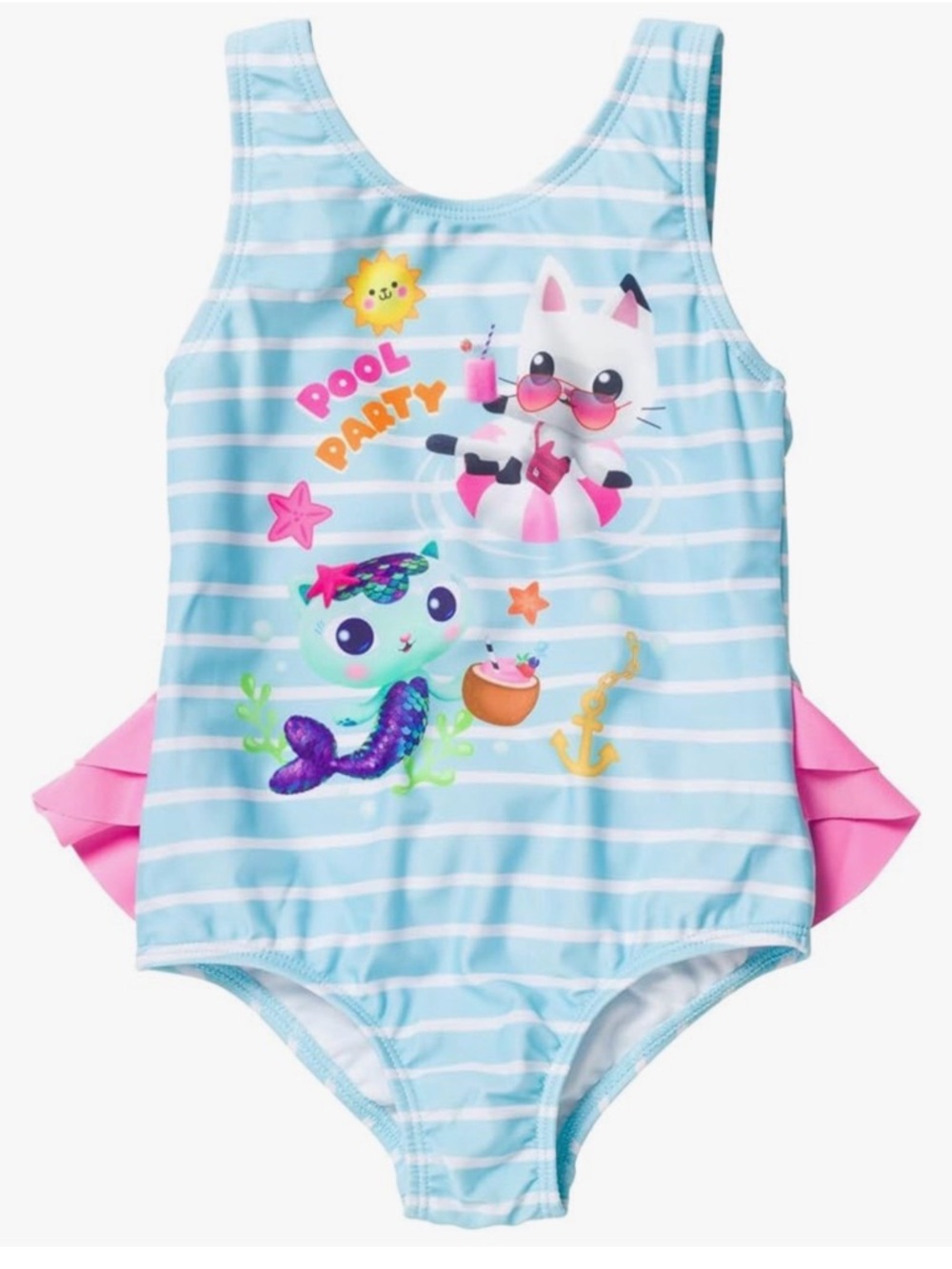 Gabby’s dollhouse 'Pool Party' One-Piece Swimsuit with Pink Ruffles